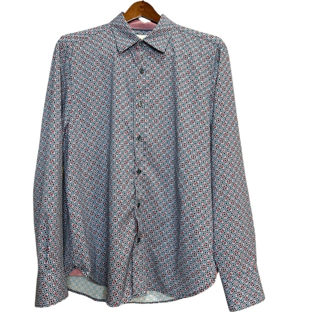 CON.STRUCT CIRCLE WOVEN LONG SLEEVE SHIRT Slim Fit Size L